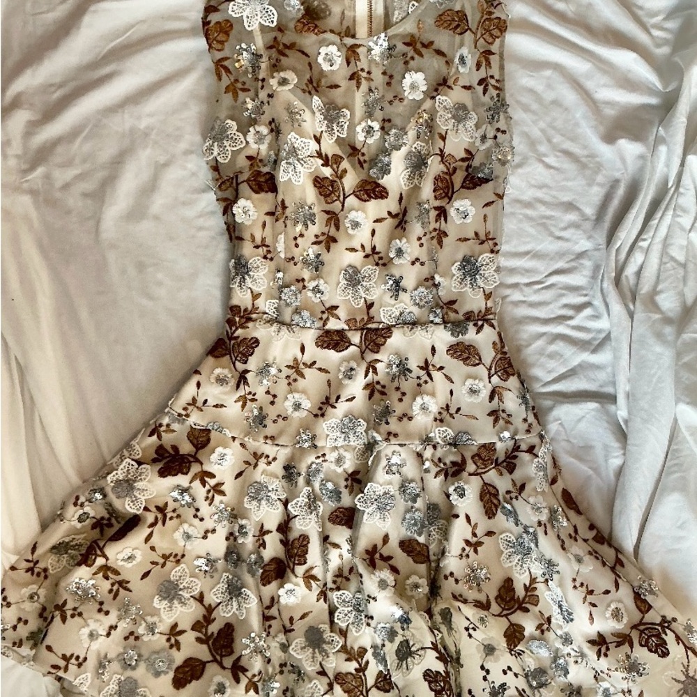 Bronx and Banco Floral Embroidered Mini Dress